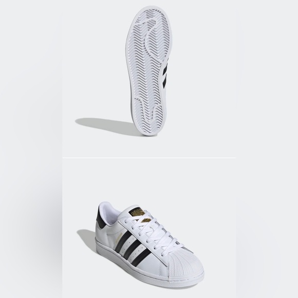 New Adidas Superstar Shoes White with Black Straps Size US 7 - Picture 6 of 11